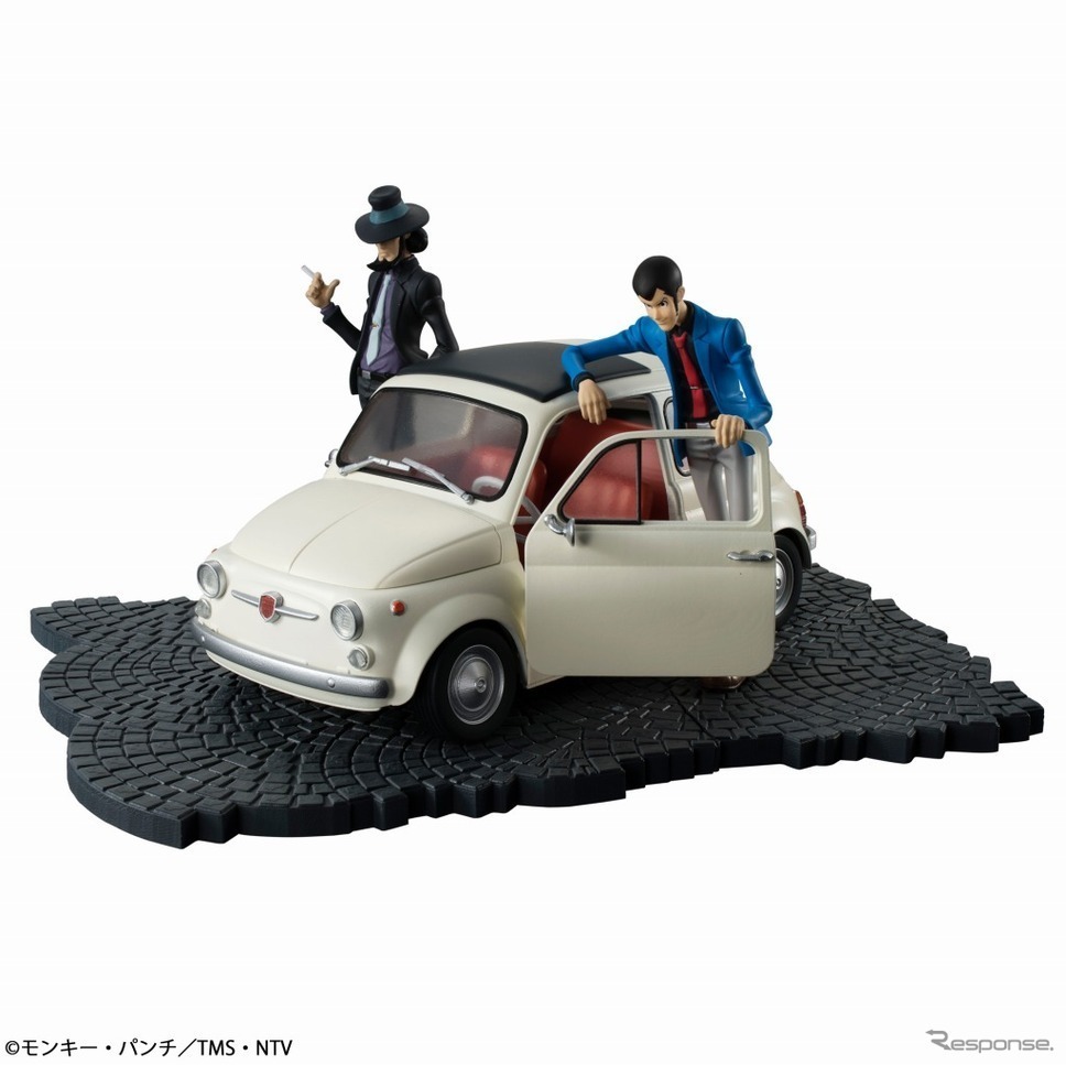 さらに本セットにはルパン三世と次元大介が乗り物と同スケールの彩色済みフィギュアとして同梱。ルパンはお馴染みの青いジャケットとグレーパンツの格好で、車に